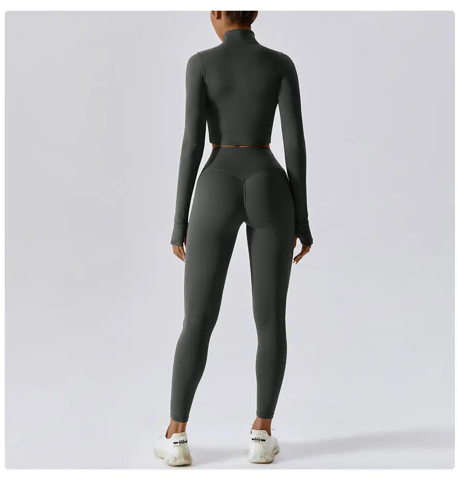 Custom LOGO Fitness Clothes Hip Lift Long Sleeve Exercise Set Gym Women's 4 Piece Yoga Set Gym Fitness Set