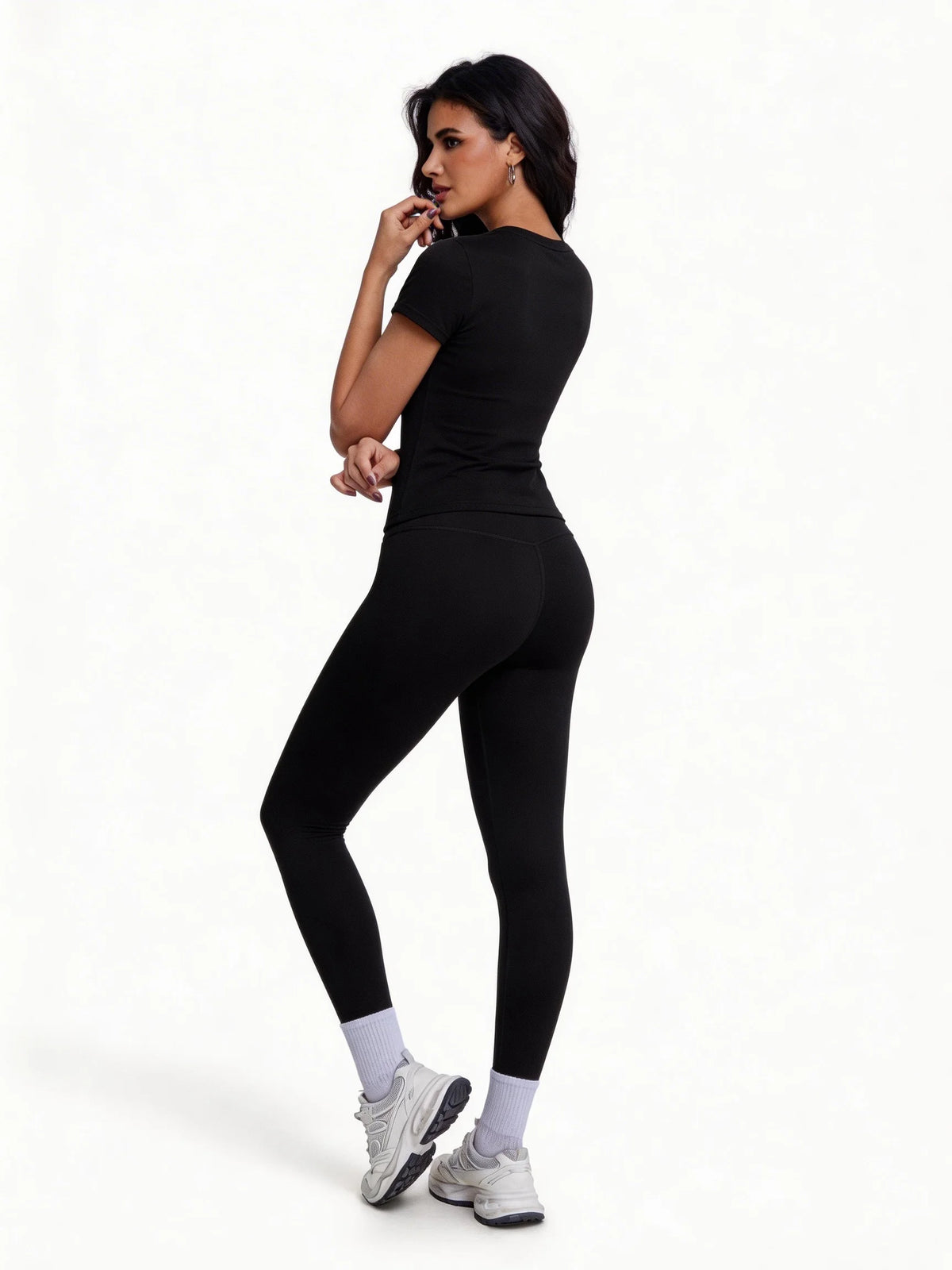 Women's 2 Piece Workout Set, Ultra-Soft Short Sleeve T-Shirt & High Waist Leggings, Seamless Butt Lifting Yoga Outfit for Gym, R