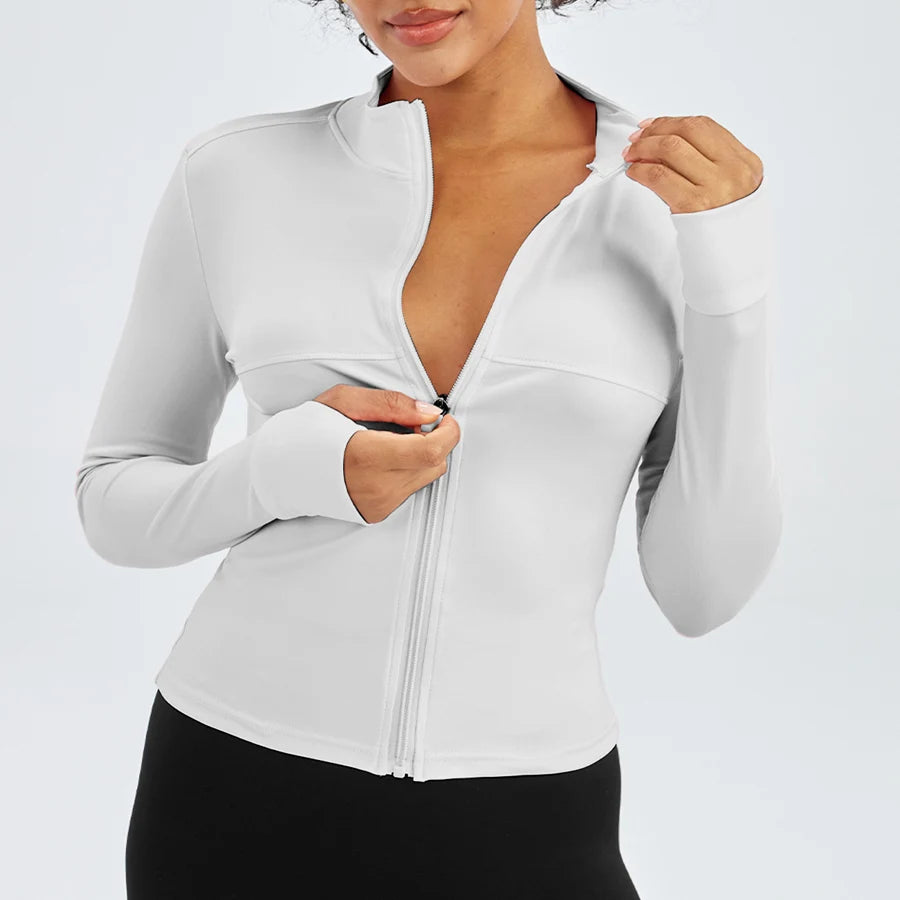 Long Sleeve Sports Jacket Women Zip Fitness Yoga Shirt Gym Top Quick Dry Activewear Running Coats Workout Clothes Women