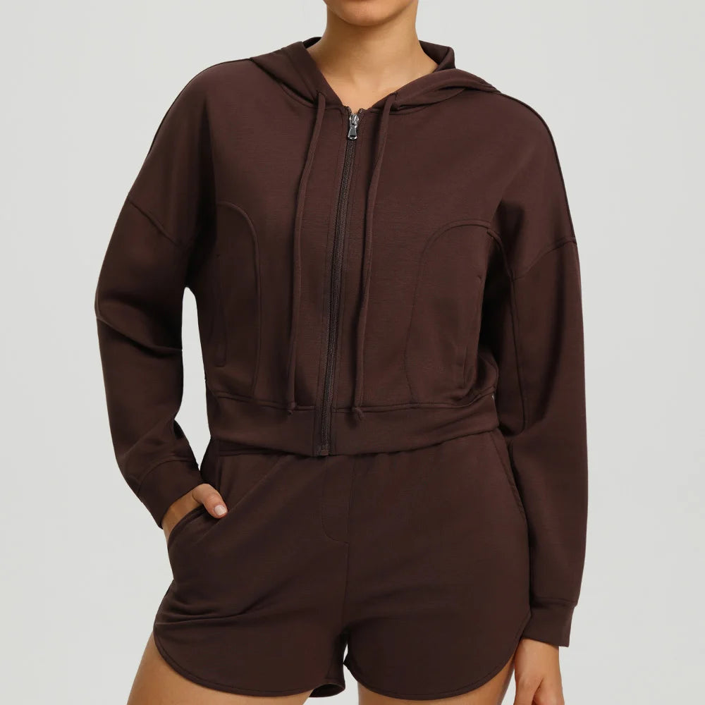 Fitness Yoga Shirts Sports Jackets Zipper Yoga Long Sleeve Gym Workout Top Women Running Cycling Coats Female Hooded Jacket
