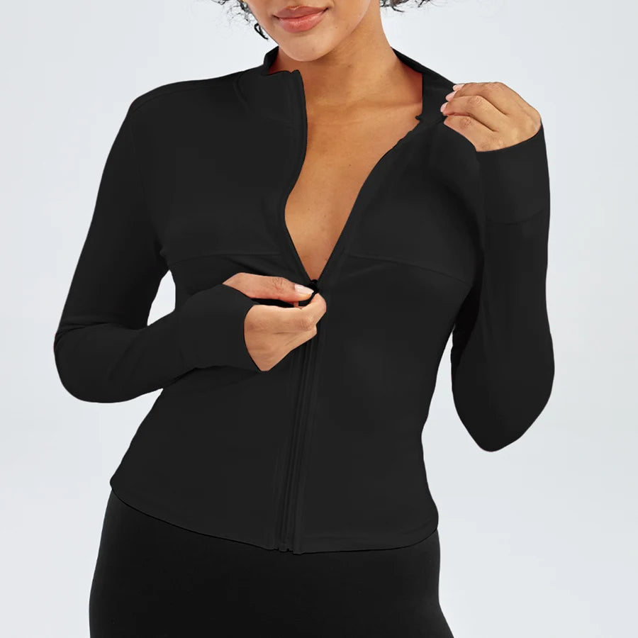 Long Sleeve Sports Jacket Women Zip Fitness Yoga Shirt Gym Top Quick Dry Activewear Running Coats Workout Clothes Women