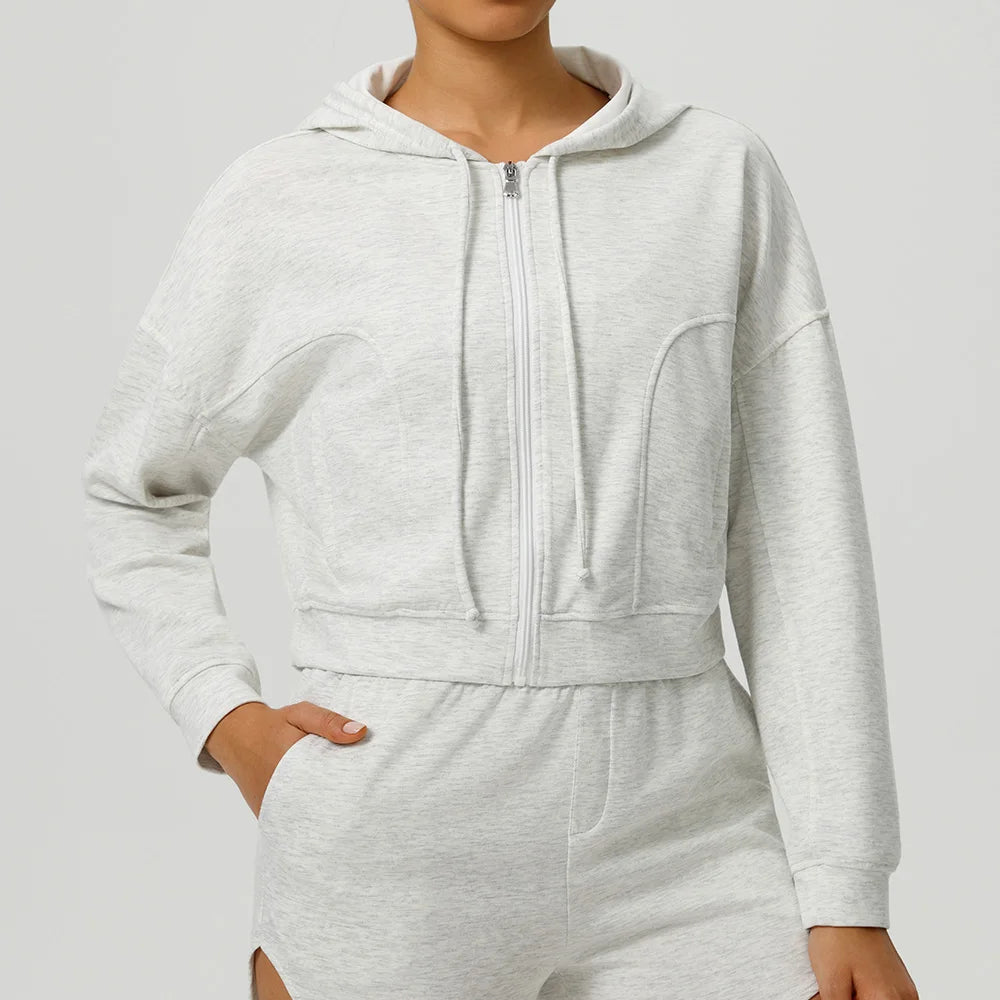 Fitness Yoga Shirts Sports Jackets Zipper Yoga Long Sleeve Gym Workout Top Women Running Cycling Coats Female Hooded Jacket