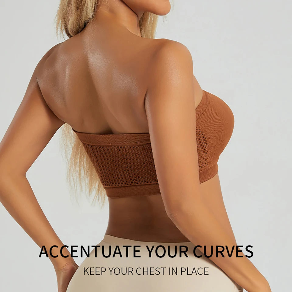 Women's Plus Size Strapless Front Closure Bandeau Bra Seamless Wireless Bralette Tube Top Non-Slip Everyday Brassiere
