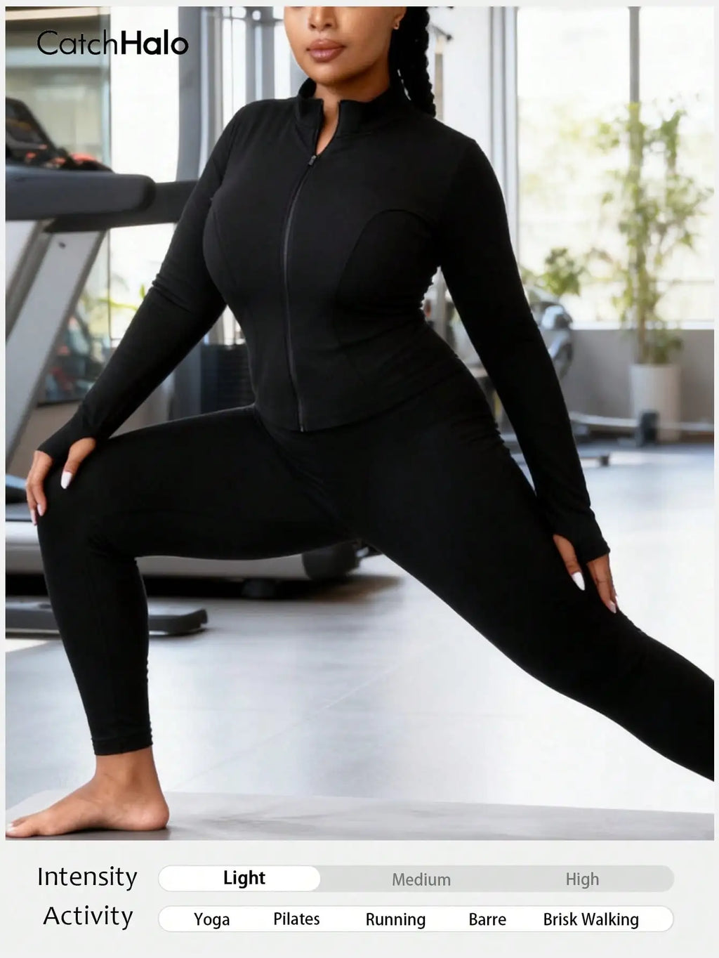 Plus Size Sports Jacket Women Full Zip Slim Fit Fitness Top Thumb Holes Breathable Knit Yoga Coat Gym Workout Activewear