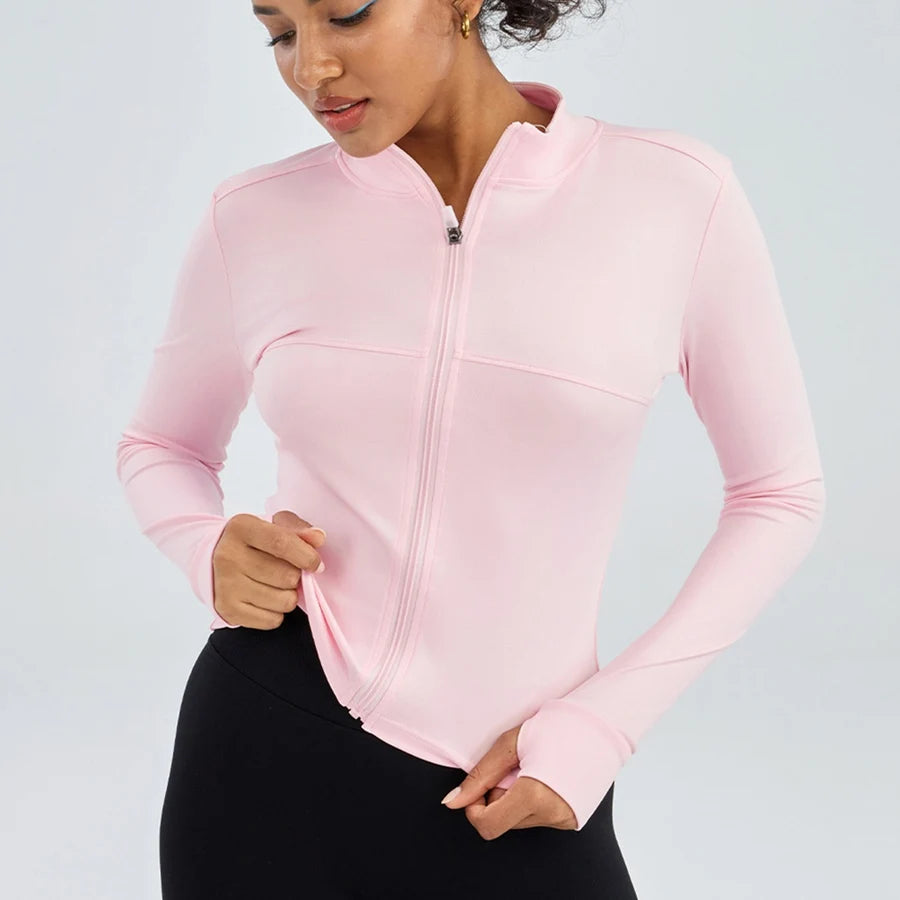 Long Sleeve Sports Jacket Women Zip Fitness Yoga Shirt Gym Top Quick Dry Activewear Running Coats Workout Clothes Women