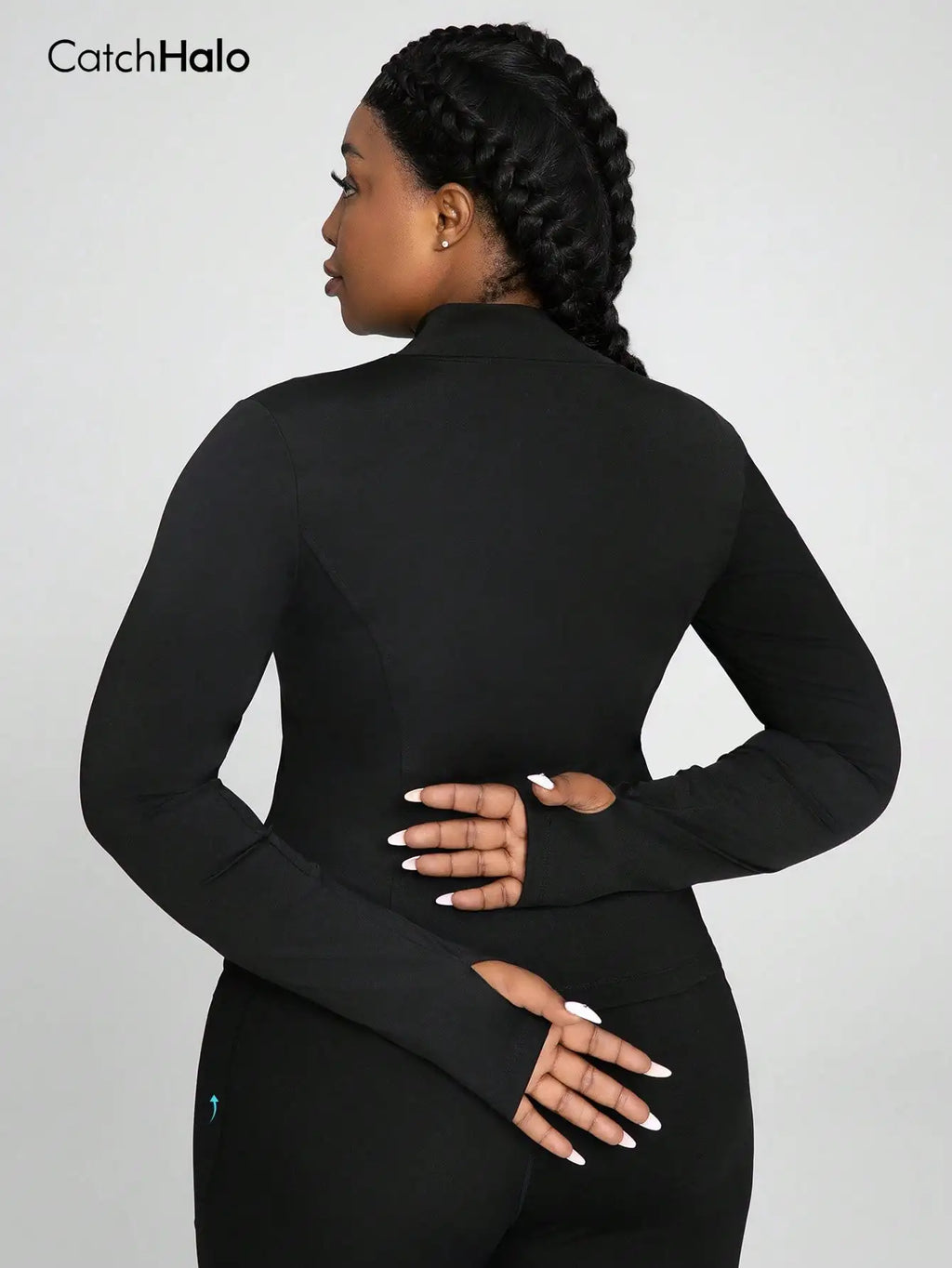 Plus Size Sports Jacket Women Full Zip Slim Fit Fitness Top Thumb Holes Breathable Knit Yoga Coat Gym Workout Activewear
