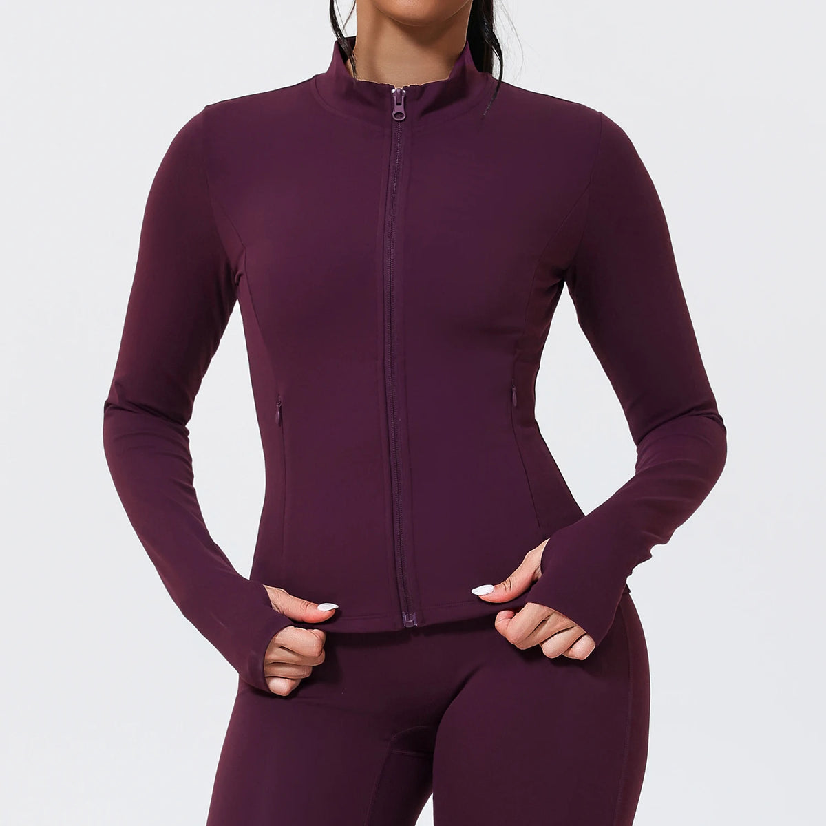 Hearuisavy Running Long Sleeve Sports Jacket Windproof Woman Warm Fitness Tops Gym Slim Fit Pilates Yoga Coat With Zipper Female
