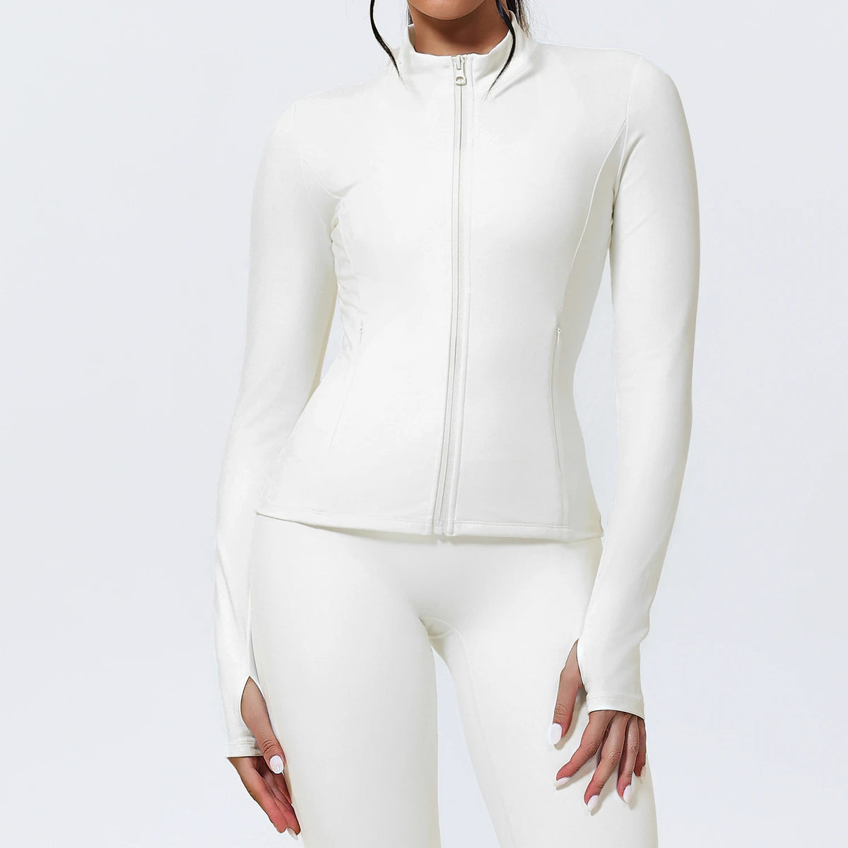 Hearuisavy Running Long Sleeve Sports Jacket Windproof Woman Warm Fitness Tops Gym Slim Fit Pilates Yoga Coat With Zipper Female