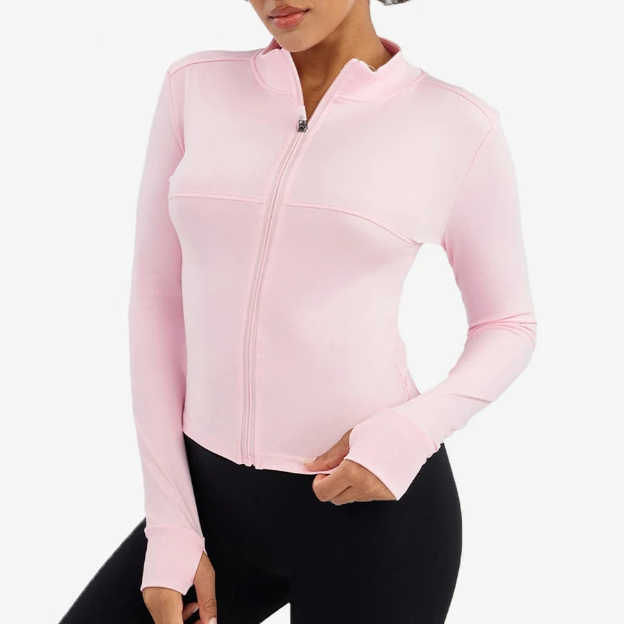 Long Sleeve Sports Jacket Women Zip Fitness Yoga Shirt Gym Top Quick Dry Activewear Running Coats Workout Clothes Women