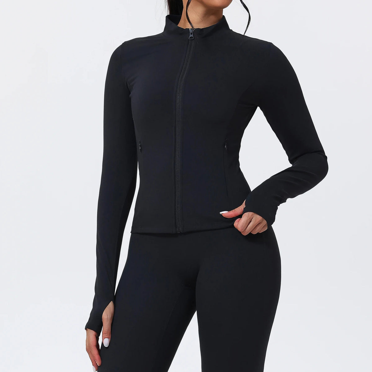 Hearuisavy Running Long Sleeve Sports Jacket Windproof Woman Warm Fitness Tops Gym Slim Fit Pilates Yoga Coat With Zipper Female