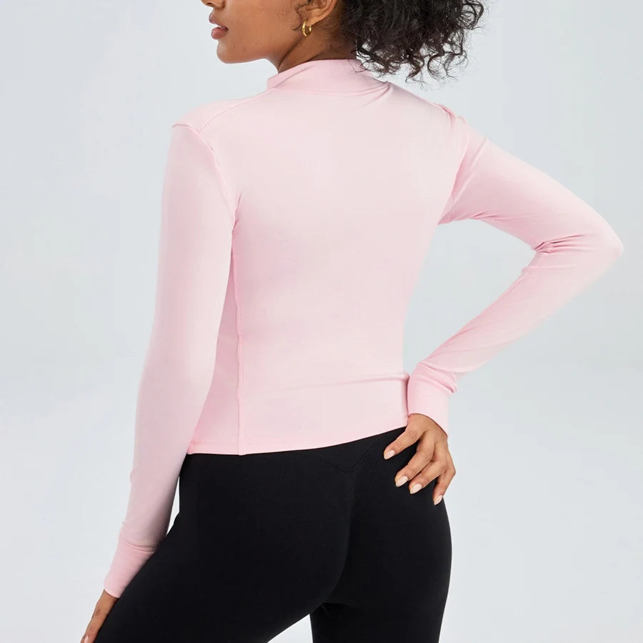 Long Sleeve Sports Jacket Women Zip Fitness Yoga Shirt Gym Top Quick Dry Activewear Running Coats Workout Clothes Women