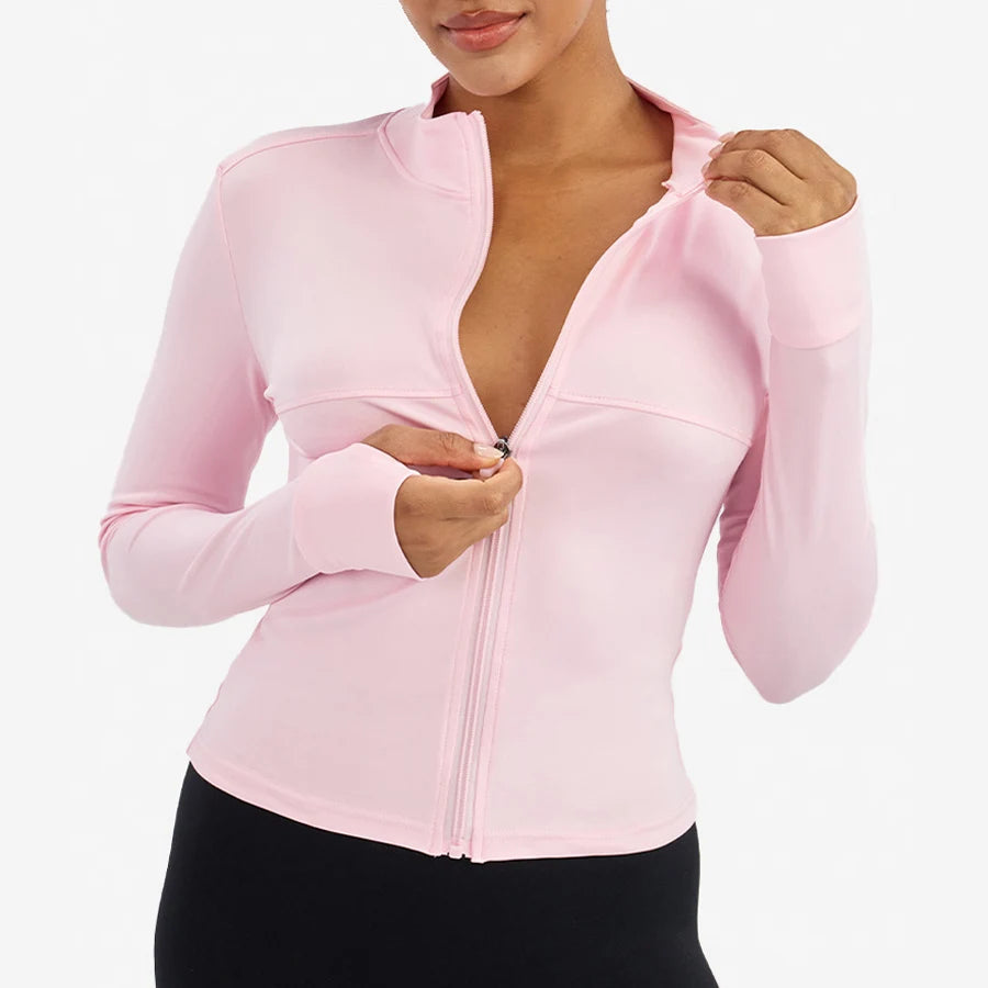 Long Sleeve Sports Jacket Women Zip Fitness Yoga Shirt Gym Top Quick Dry Activewear Running Coats Workout Clothes Women