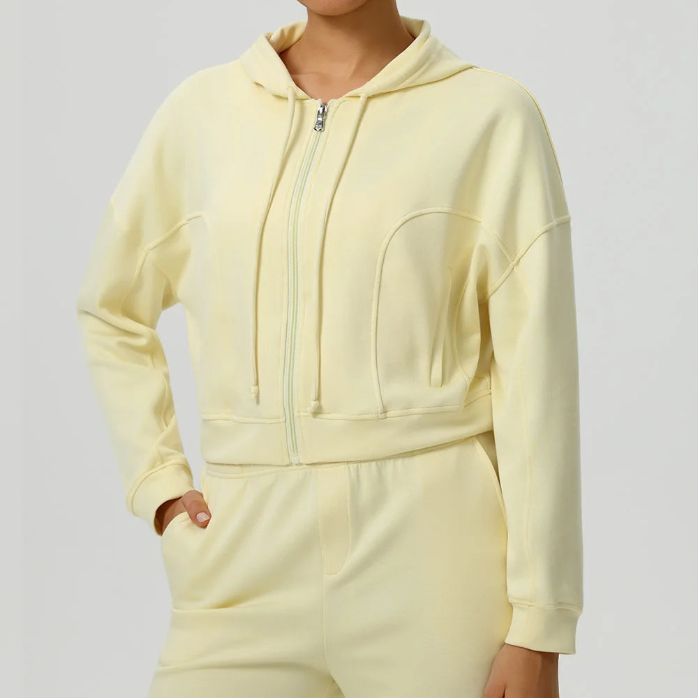 Fitness Yoga Shirts Sports Jackets Zipper Yoga Long Sleeve Gym Workout Top Women Running Cycling Coats Female Hooded Jacket
